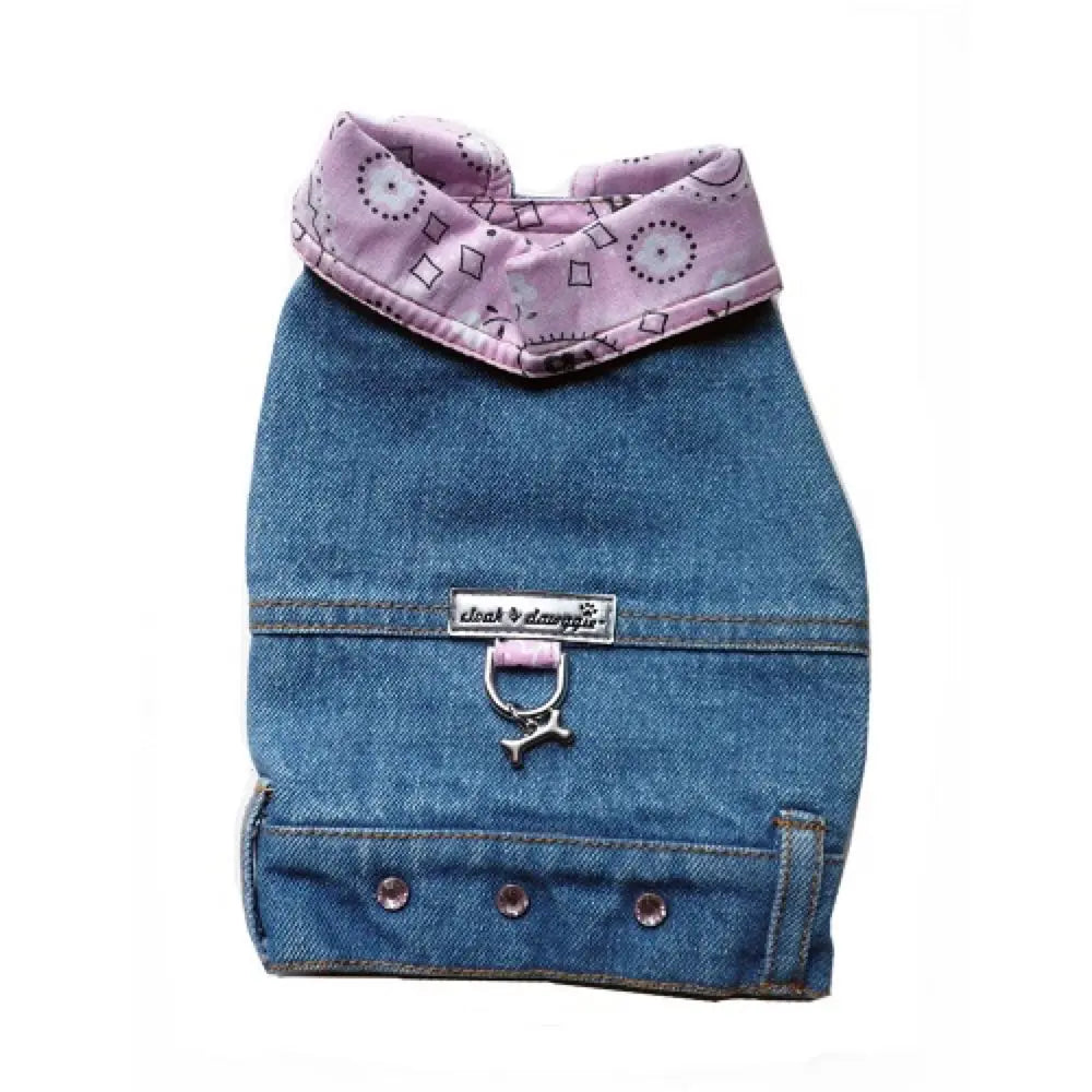 cloak dawggie Denim Jackets for Small Dogs Pink Bandana