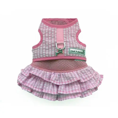 Dog Vest Girl Dog Harness Dress Cloak Dawggie Pink Gingham Dog