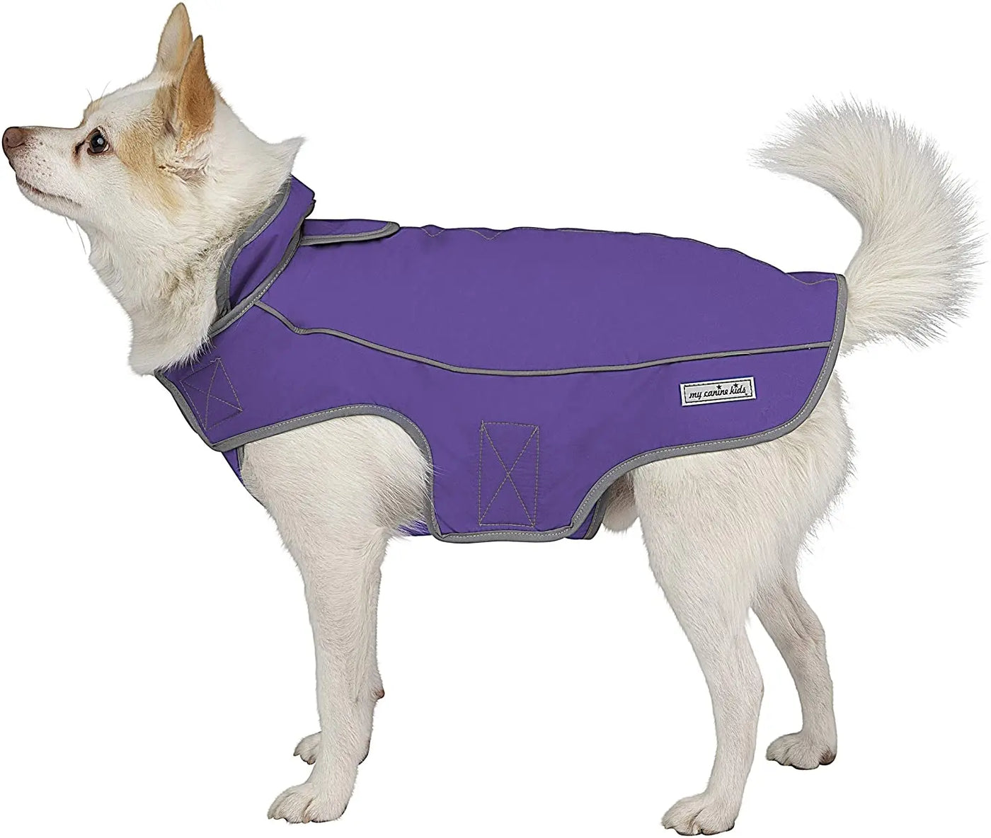 precision fit dog parka bi color purple/gray -M Dog