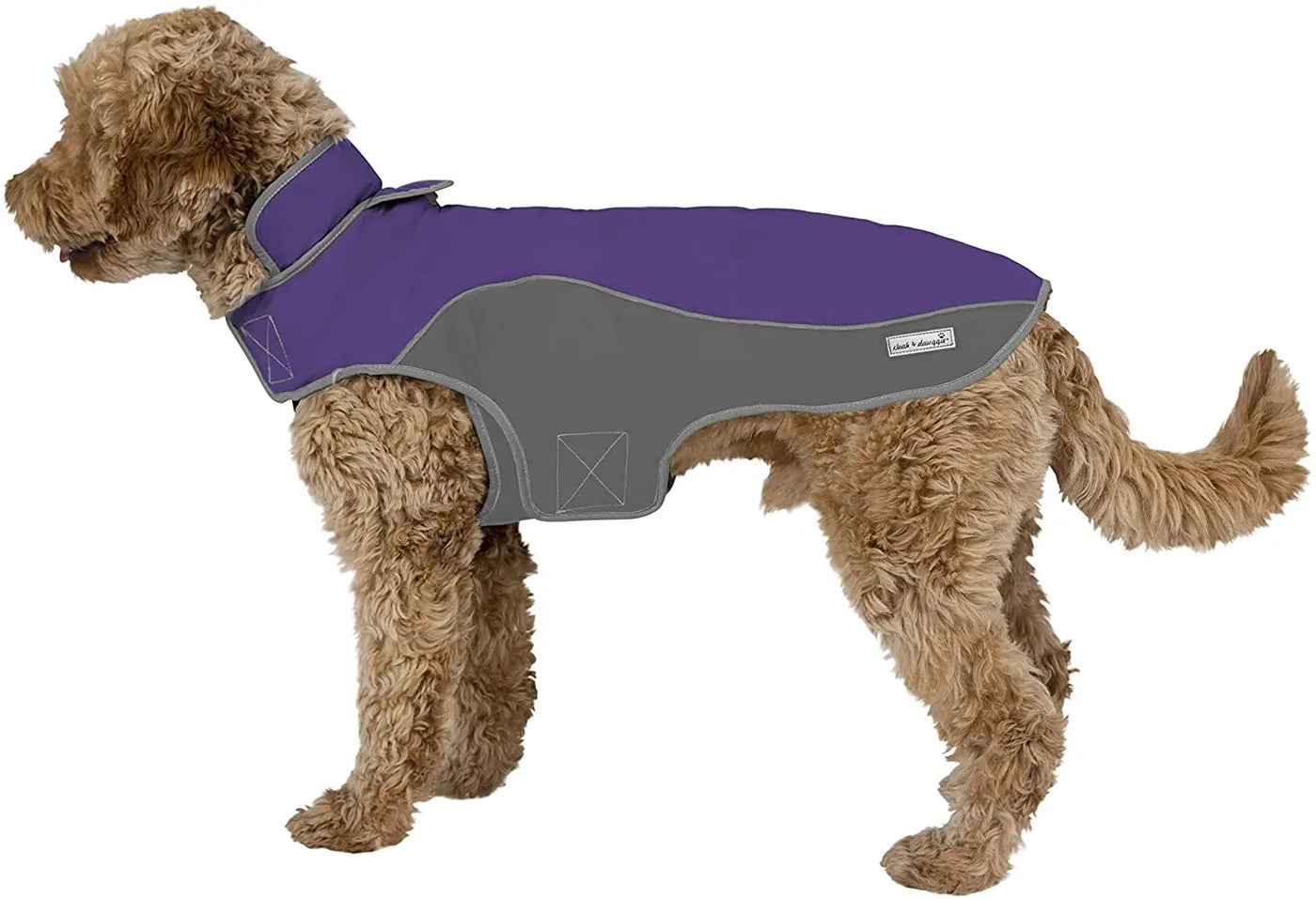 precision fit dog parka bi color purple/gray - L Dog