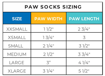 Dog socks no slip cloak and dawggie size chart