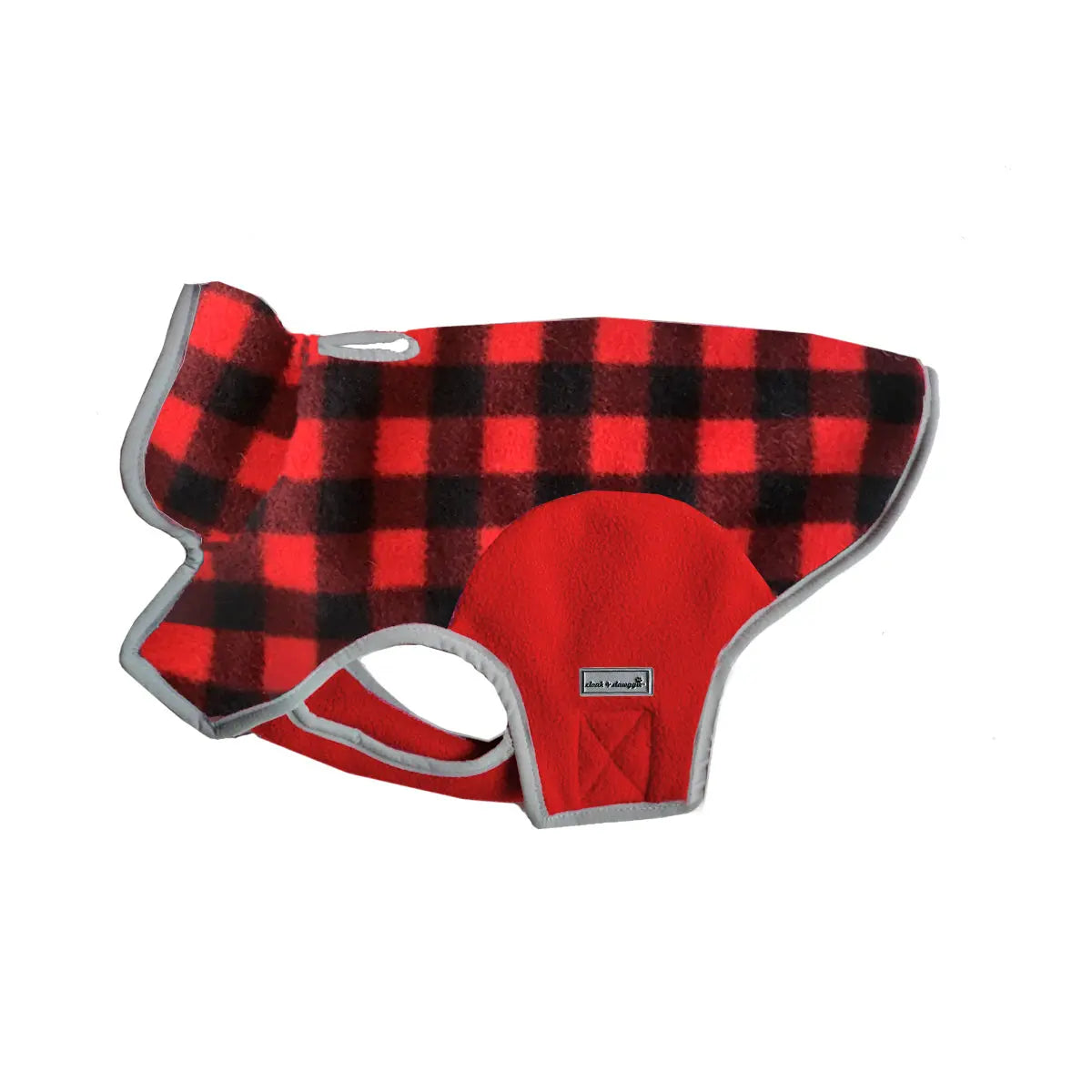 6700 Precision Fit Red Plaid Printed Fleece Designer Dog Jacket Cloak and Dawggie