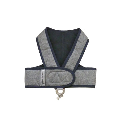 6955 Cloak & Dawggie Gray Flannel with Navy Lining Step N Go Luxury Small Dog Harness