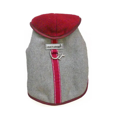 gray flannel teacup tiny dog winter coat in burgundy top