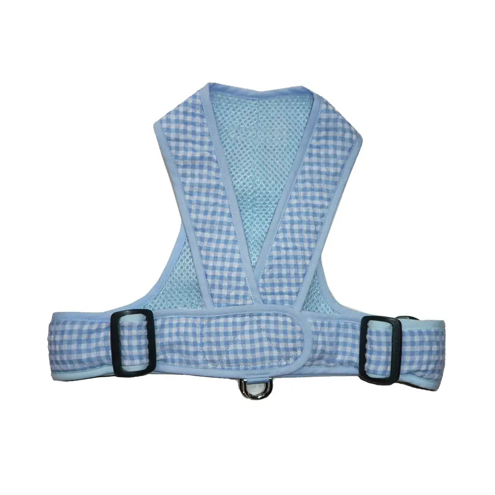 Blue gingham dog harness small dog xs my canine kids