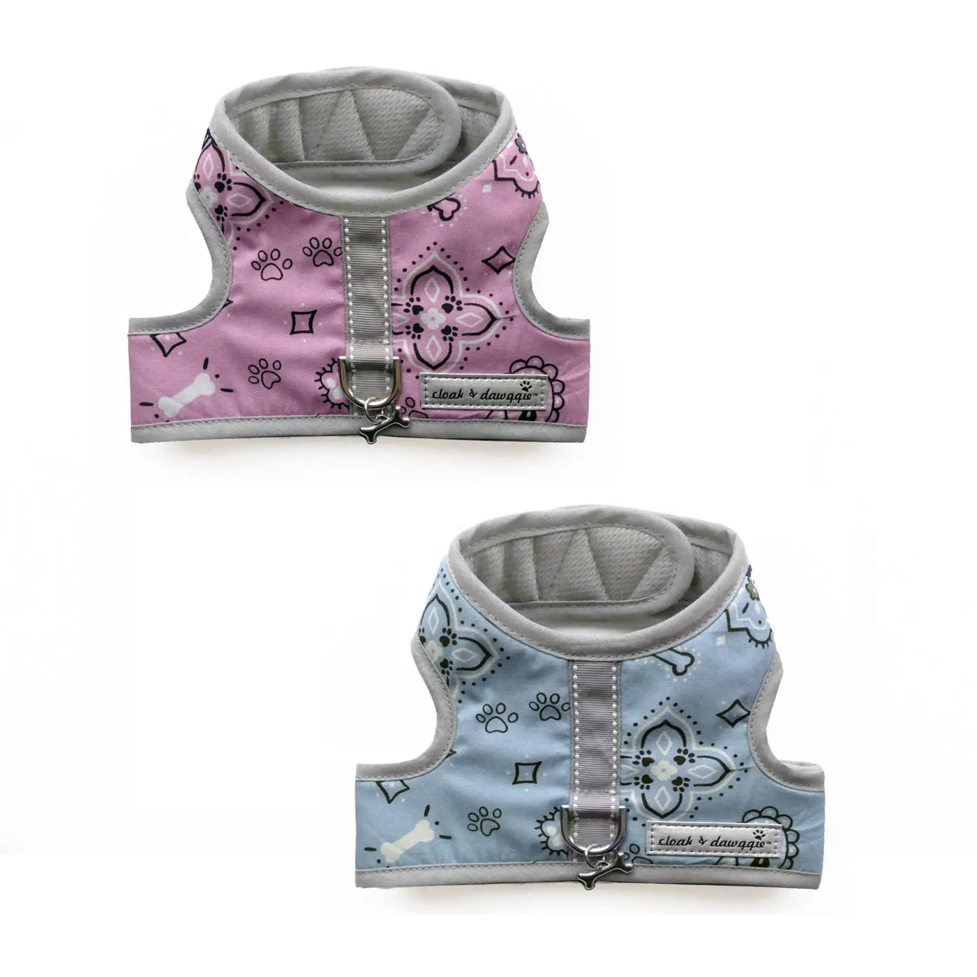 Bandana Print Dog Harness XXS Teacup Cloak & Dawggie Pink Blue