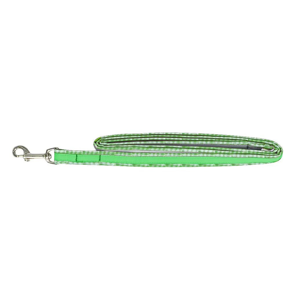 My Canine Kids Precision Fit Gingham Dog Leash Matching Green