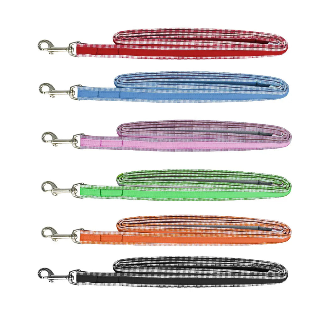 Precision Fit Gingham Dog Leash Matching Gingham Harnesses