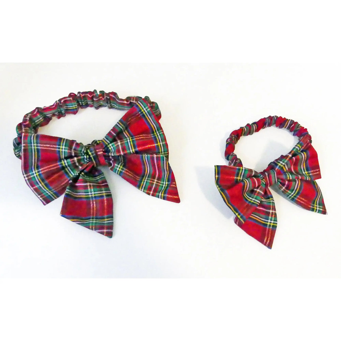 Holiday Tartan Double Bow Scrunchie for Girl Dogs