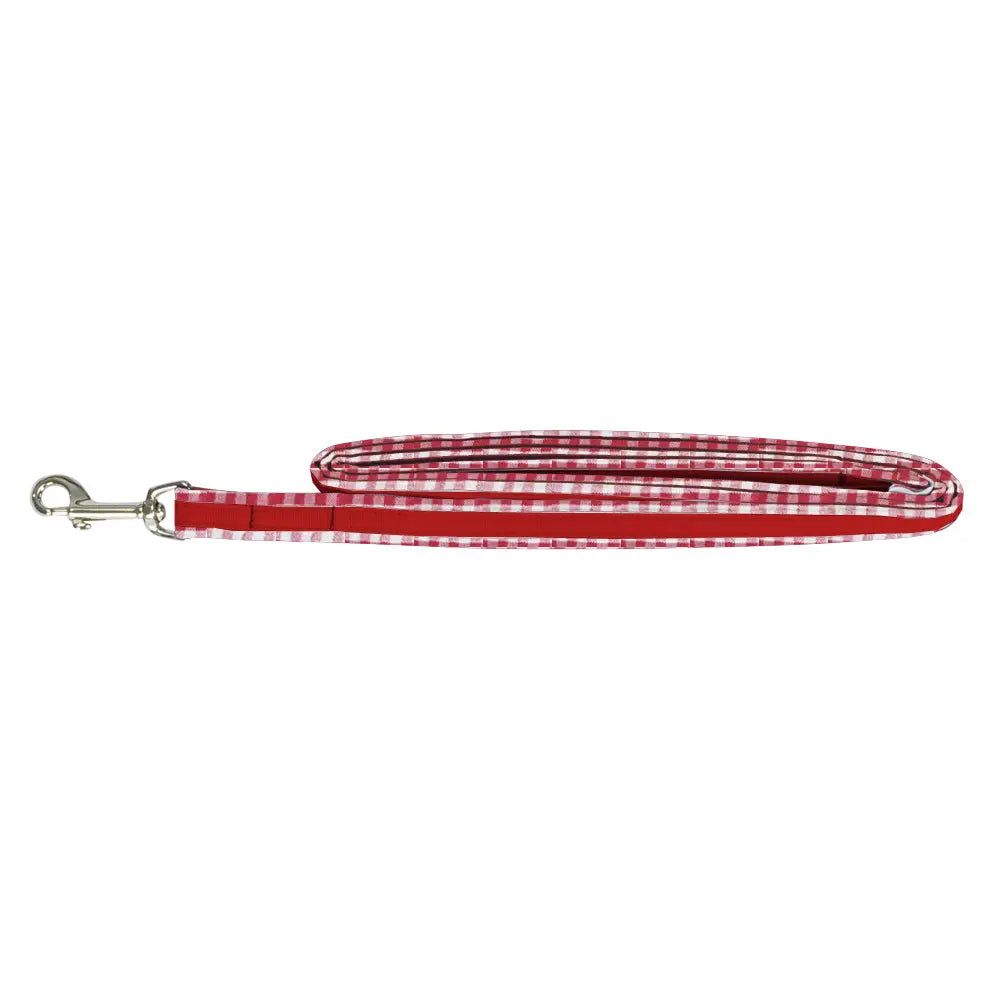 My Canine Kids Precision Fit Gingham Dog Leash Matching Red