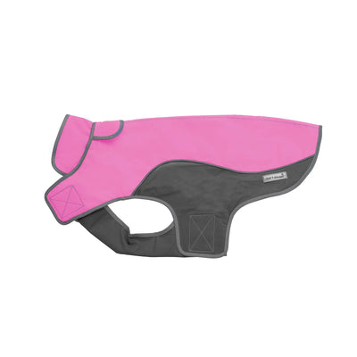 precision fit dog parka bi color pink/gray - side view