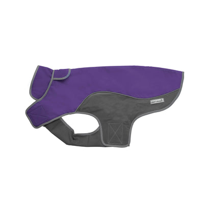 precision fit dog parka bi color purple/gray - side
