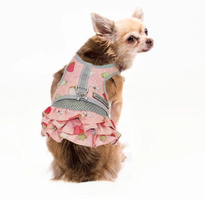 7350 Strawberry Print Dog Teacup Harness Vest dress