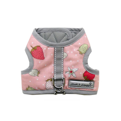 Teacup Vest Harness Dress for Dogs Pink Strawberry Print 2 LBS to 8 LBS