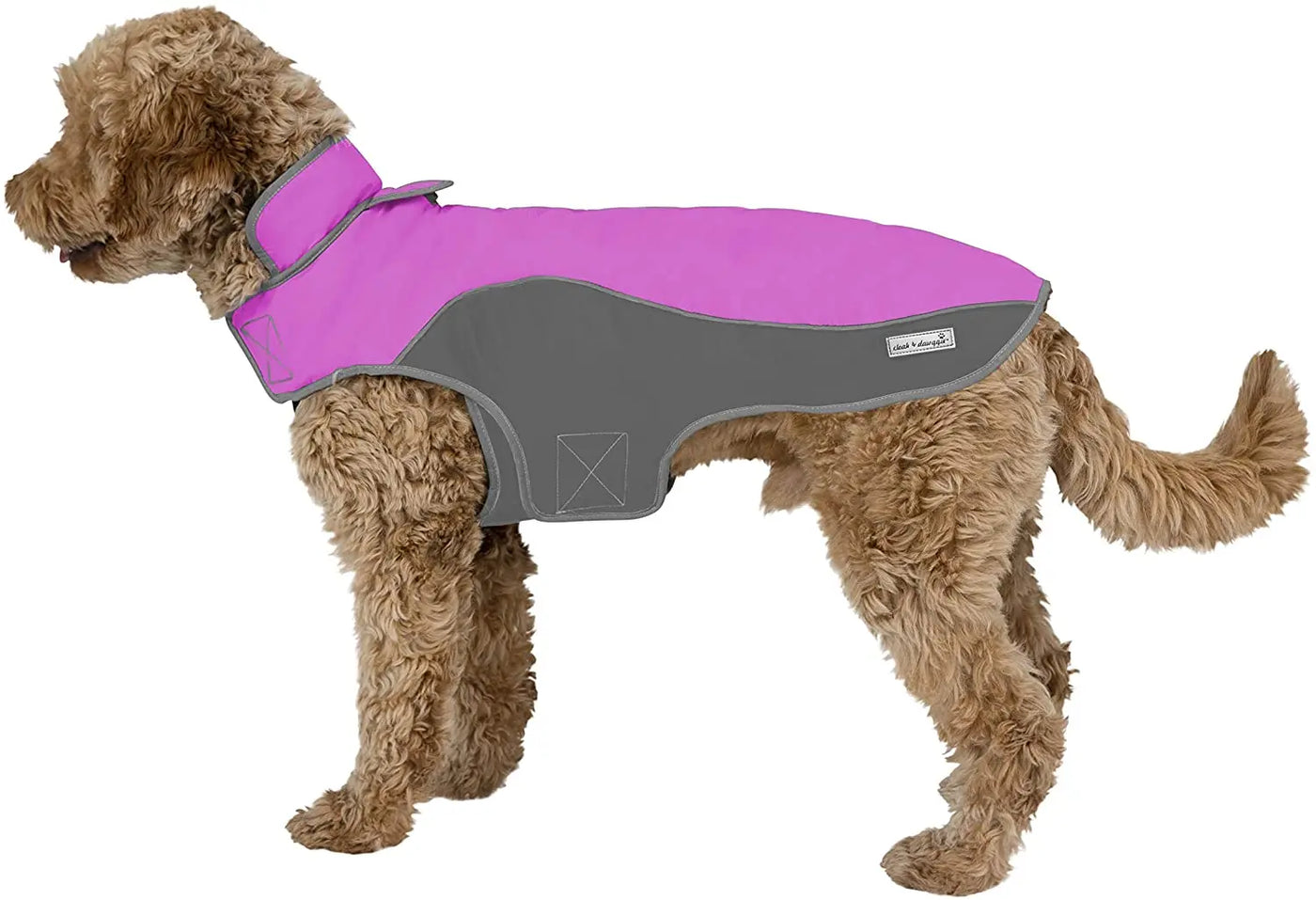 precision fit dog parka bi color pink/gray - L Dog